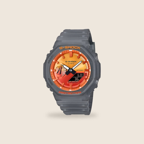 Casio G-Shock GA-2100 — Gris cadran orange